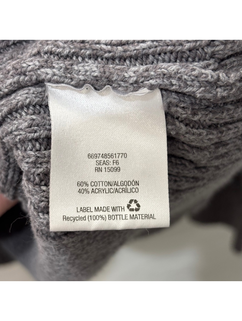 Outdoor Life Heather Gray Quarter Zip Chunky Knit Sweater Men's Large - Picture 5 of 5
